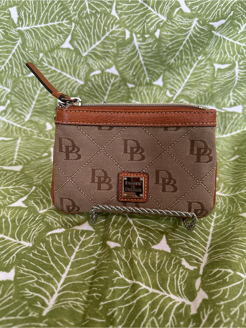 Dooney & Bourke Tan and Brown Monogram Wristlet